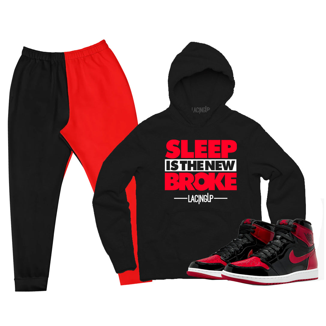 Matching Outfit for Jordan 1 Patent Bred-Hoodie-Sleep - SneakerOutfits