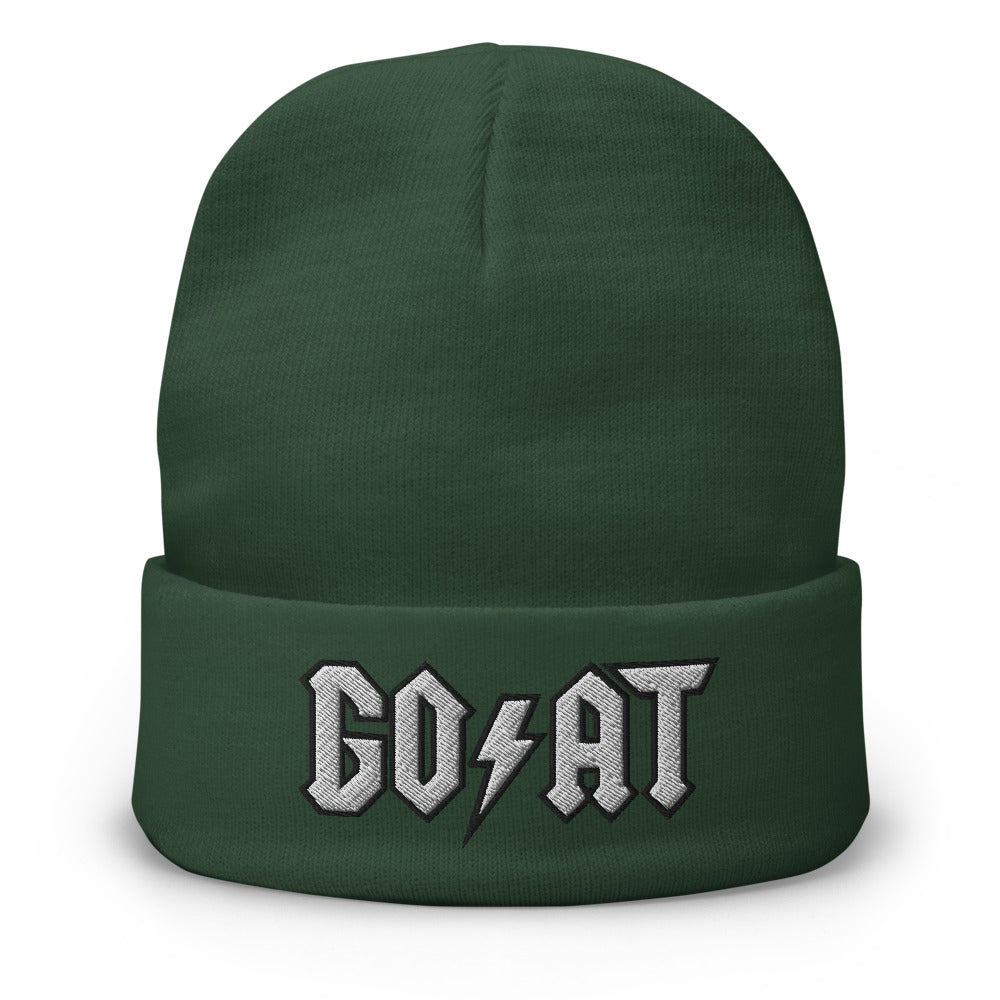 GOAT Hunter Green Embroidered Beanie - SneakerOutfits