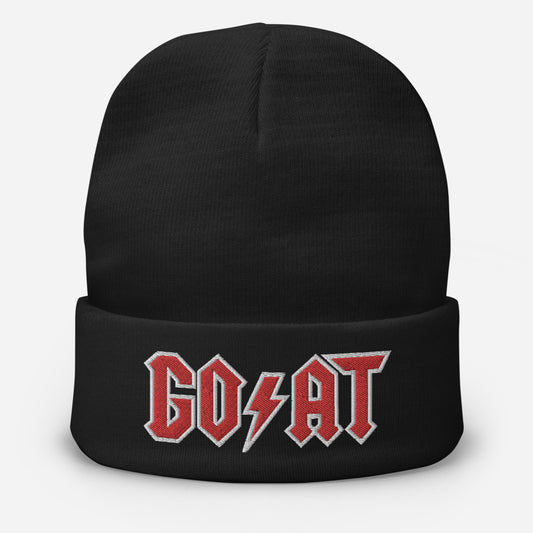 GOAT Embroidered Black Beanie - SneakerOutfits
