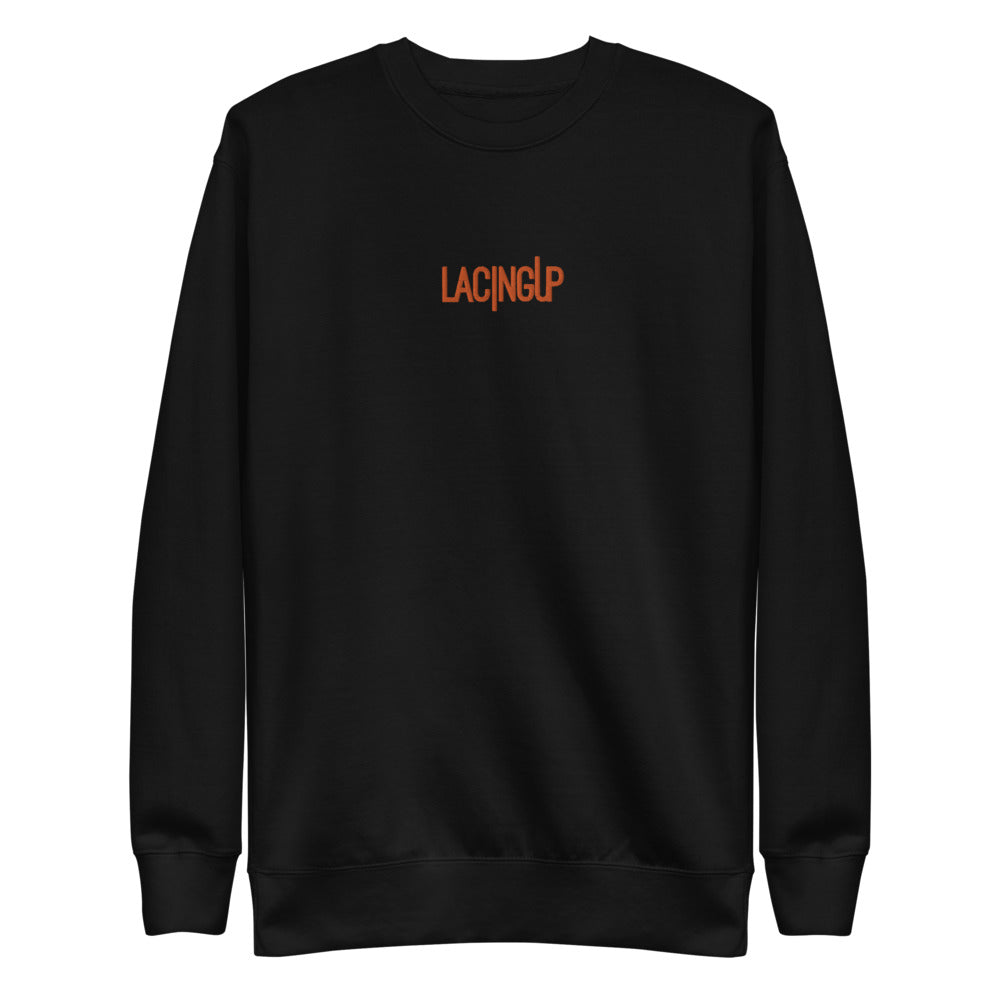 Lacing Up Black/Orange Fleece Pullover - SneakerOutfits